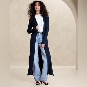 Banana Republic Hyper Navy Blue Cece Ribbed Duster Cardigan - M